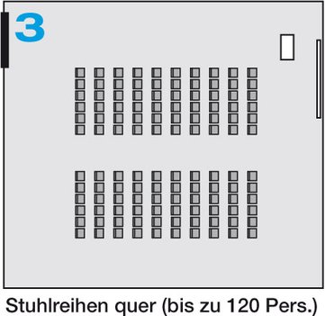 LGA Balthasar Neumann Saal Möblierung 3 - Stuhlreihen quer (bis zu 120 Pers.)